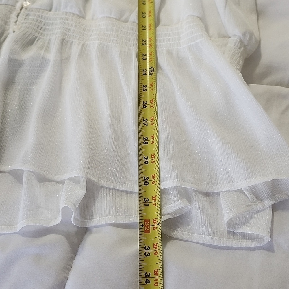 NWT ASHLEY STEWART WHITE SHEER TOP KEYHOLE FRONT & BACK ELASTIC WAIST SZ 34/36 - Picture 16 of 16